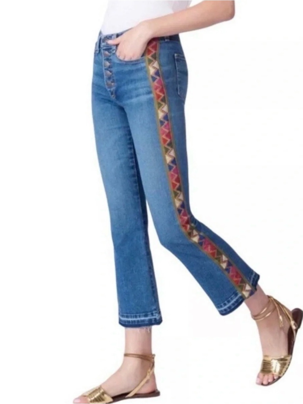NWT Veronica Beard Dark Blue High-Rise Jeans with Embroidered Stitching